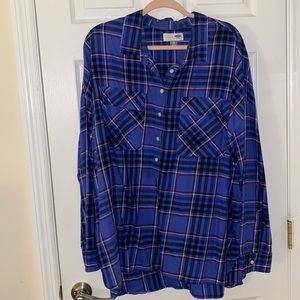 Royal Blue Maroon White Old Navy Boyfriend Flannel